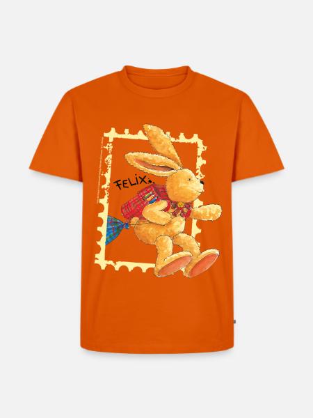 Felix huepft mit Schulranzen - Männer Premium Bio T-Shirt - Orange