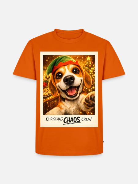 Christmas Chaos Crew Beagle Selfie - Männer Premium Bio T-Shirt - Orange 