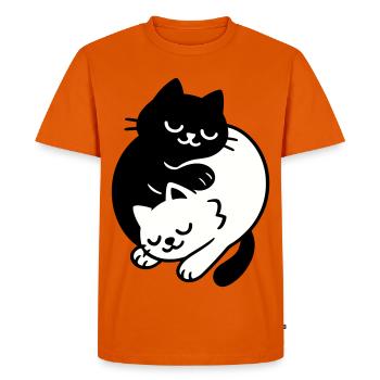 Ying-Yang Cats #2 - Men's Premium Organic T-Shirt - orange  - Front - Nico (187cm)