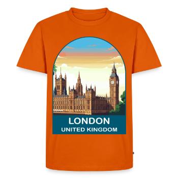 London Skyline UK Big Ben Travel Illustration - Men's Premium Organic T-Shirt - orange  - Front - Nico (187cm)