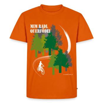 mim Radl querfödei - mit dem Rad quer Feld ein - Men's Premium Organic T-Shirt - orange  - Front - Nico (187cm)