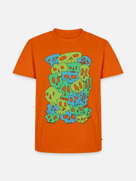 Skulls (Greens, transparente Augen) - Männer Premium Bio T-Shirt - Orange