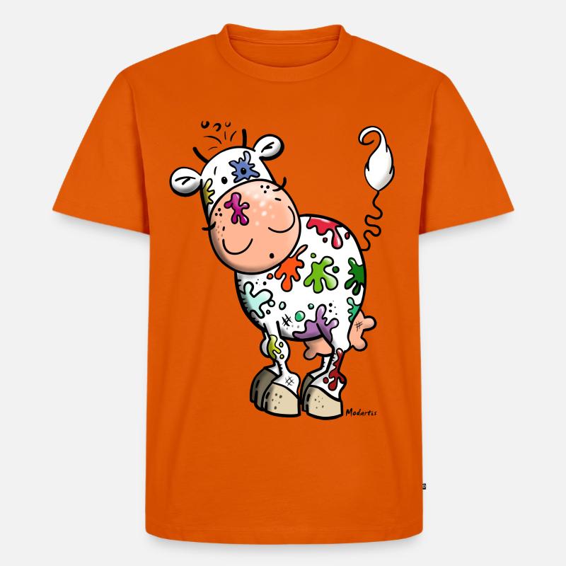 Farbklecks Kuh - Männer Premium Bio T-Shirt - Orange 