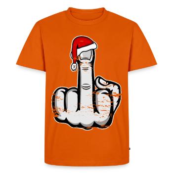 Christmas Middle Finger with Santa Hat - Men's Premium Organic T-Shirt - orange  - Front - Nico (187cm)