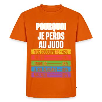 Les Raisons Drôles de Perdre Humour Coach judo - T-shirt Premium bio Homme - orange  - Devant - Nico (187cm)