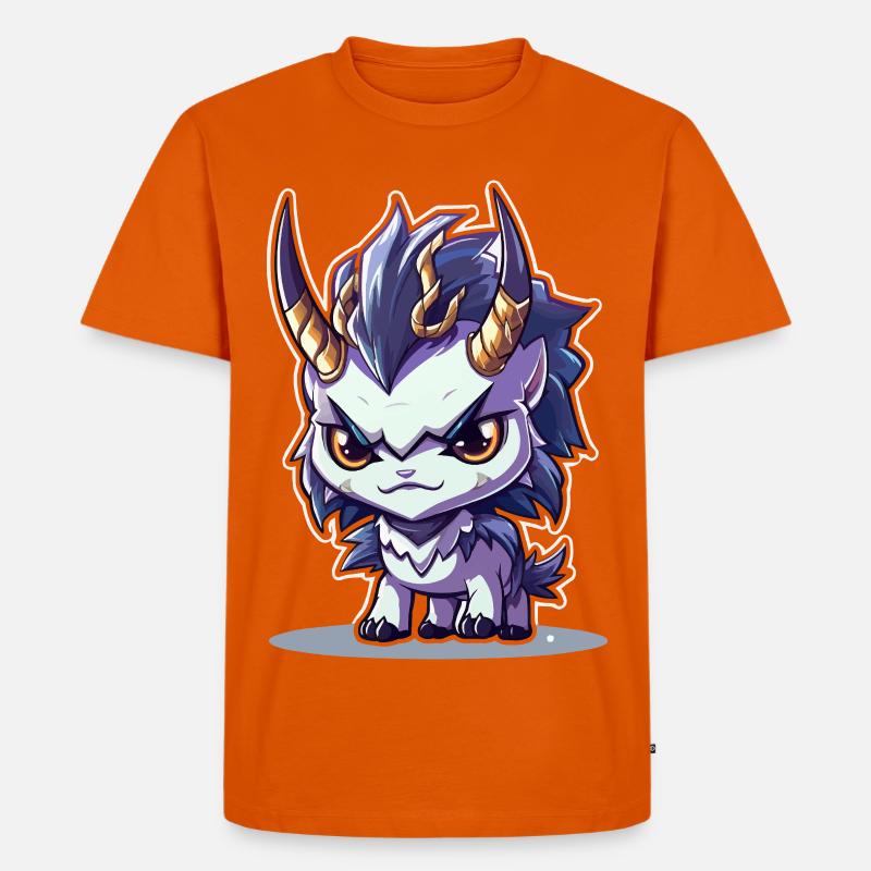 Kleiner Hörnerdrache im Chibi-Stil - Männer Premium Bio T-Shirt - Orange 