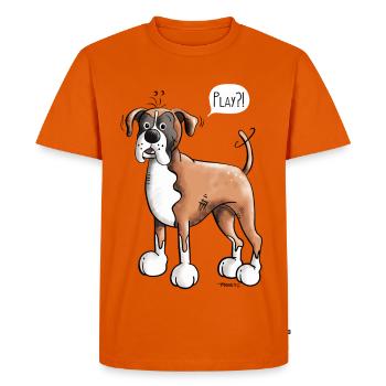 Deutscher Boxer Play - German Boxer - Dog - Dogs - Men's Premium Organic T-Shirt - orange  - Front - Nico (187cm)