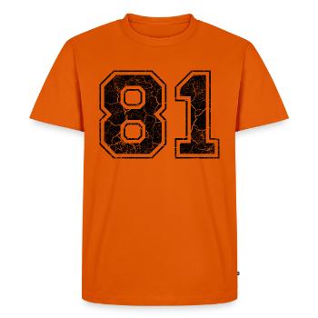 Paie 81 in Grunge Look - Men's Premium Organic T-Shirt - orange  - Front - Nico (187cm)