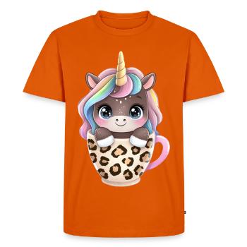 Licorne dans la tasse - 🦄 - T-shirt Premium bio Homme - orange  - Devant - Nico (187cm)
