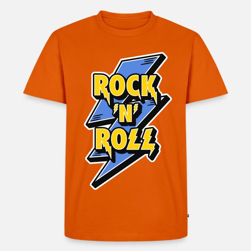 Rock 'N' Roll Lightning Bolt - Männer Premium Bio T-Shirt - Orange 