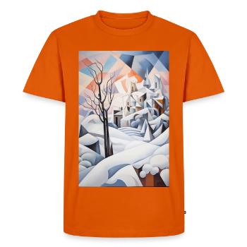Snowy landscape in geometric style - Men's Premium Organic T-Shirt - orange  - Front - Nico (187cm)