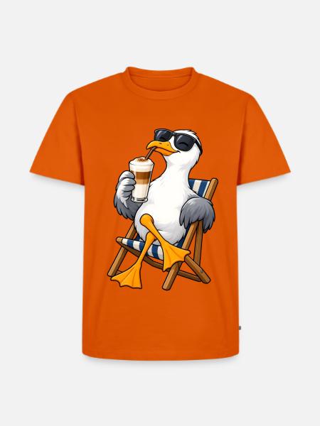 Möwe mit Latte Macchiato - Männer Premium Bio T-Shirt - Orange
