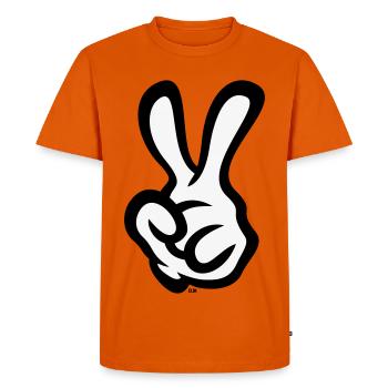 Signe de la main de la victoire (Main gauche / POS / 2C) - T-shirt Premium bio Homme - orange  - Devant - Nico (187cm)