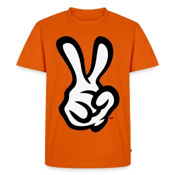 Signe de la main de la victoire (Main droite / POS / 2C) - T-shirt Premium bio Homme - orange  - Devant - Nico (187cm)