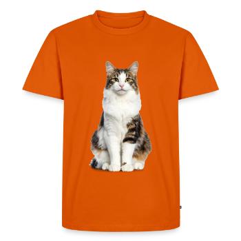 Chat moelleux mixte – Moelleux et plein de personnalité - T-shirt Premium bio Homme - orange  - Devant - Nico (187cm)