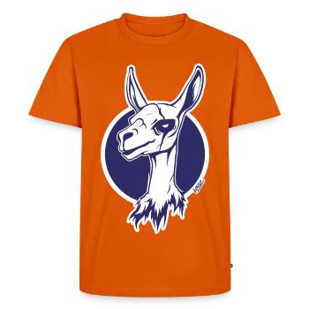 Icône de lama en cercle violet - T-shirt Premium bio Homme - orange  - Devant - Nico (187cm)