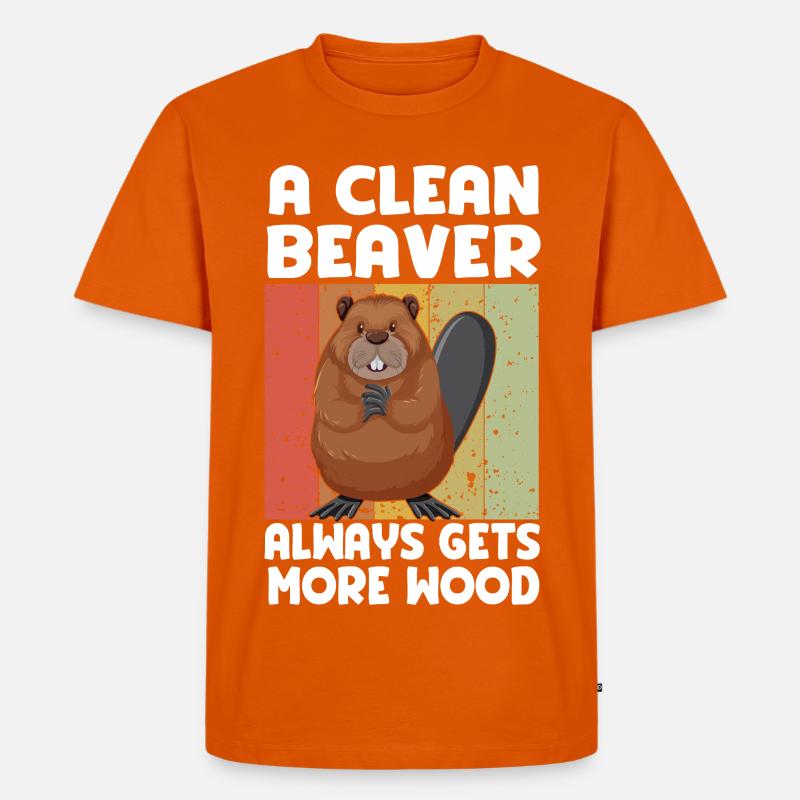Sauberer Biber Holzspruch - Männer Premium Bio T-Shirt - Orange