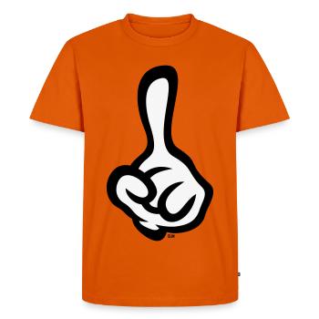 Index levé (doigt / main gauche / 2C) - T-shirt Premium bio Homme - orange  - Devant - Nico (187cm)