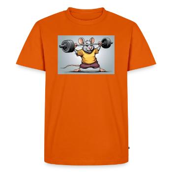 Souris électrique pendant l’entraînement musculaire - T-shirt Premium bio Homme - orange  - Devant - Nico (187cm)