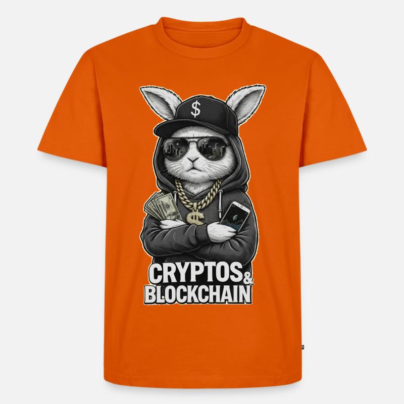 CryptoRabbit: Blockchain Hustle T-Shirt - Männer Premium Bio T-Shirt - Orange 