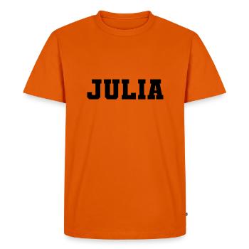 Nom - Julia - T-shirt Premium bio Homme - orange  - Devant - Nico (187cm)