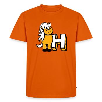 Cheval H Cheval Lettre ABC École d’apprentissage de l’anglais - T-shirt Premium bio Homme - orange  - Devant - Nico (187cm)