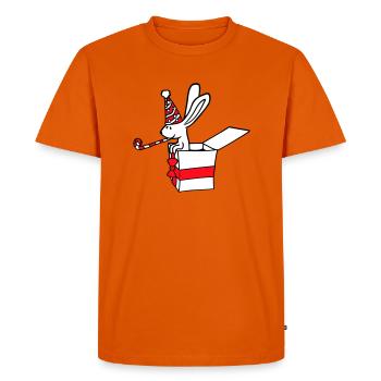 Lapin Anniversaire Années Vieux Cadeau Serviette Chapeau de fête - T-shirt Premium bio Homme - orange  - Devant - Nico (187cm)