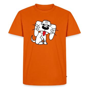 chien assis drôle mignon tirer la langue bande dessinée - T-shirt Premium bio Homme - orange  - Devant - Nico (187cm)