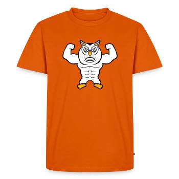 Owl Bodybuilder Muscles Biceps Poses Gym Rat Cool - Men's Premium Organic T-Shirt - orange  - Front - Nico (187cm)