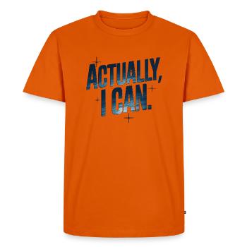 Actually, I Can - Men's Premium Organic T-Shirt - orange  - Front - Nico (187cm)