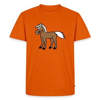 cheval rire drôle grimace idiot comique - T-shirt Premium bio Homme - orange  - Devant - Nico (187cm)