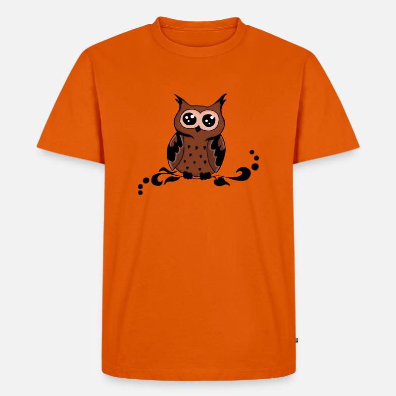 Eule braun/schwarz - Männer Premium Bio T-Shirt - Orange 