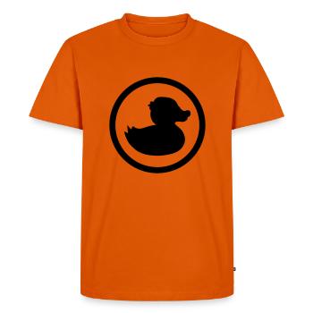 cercle logo rond en caoutchouc de canard grinçant logo badeente e - T-shirt Premium bio Homme - orange  - Devant - Nico (187cm)