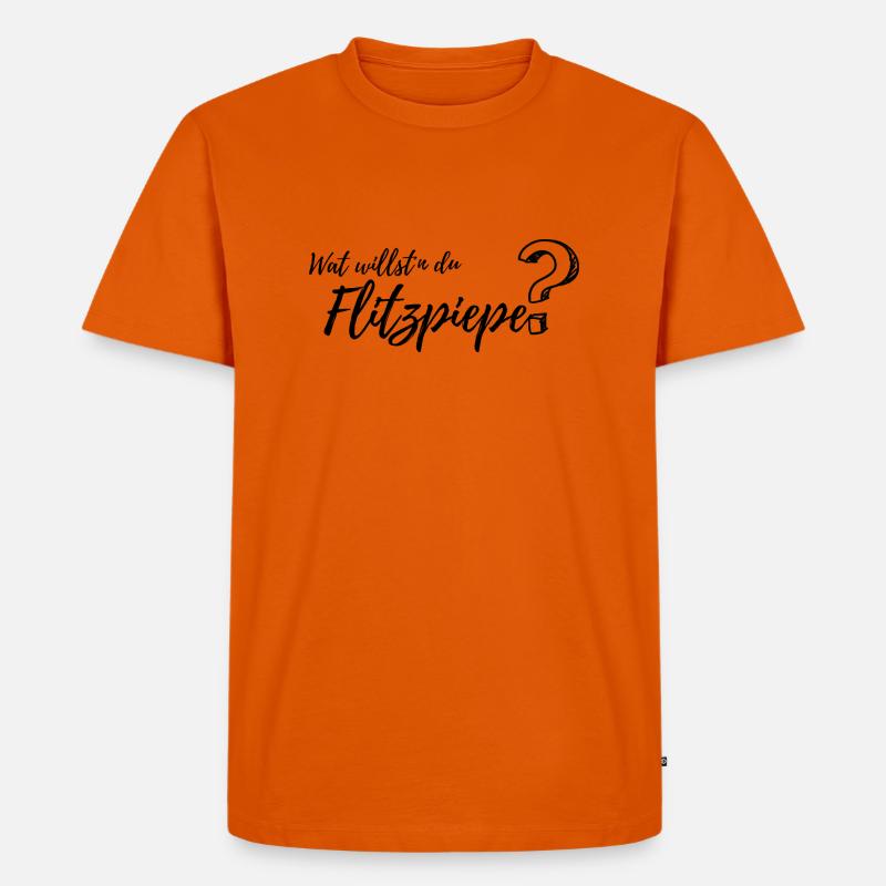 wat willst du Flitzpiepe - Männer Premium Bio T-Shirt - Orange 