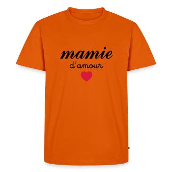 Mamie d'Amour - T-shirt Premium bio Homme - orange  - Devant - Nico (187cm)