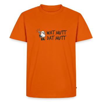 Cool seagull with wrench Low German - Men's Premium Organic T-Shirt - orange  - Front - Nico (187cm)