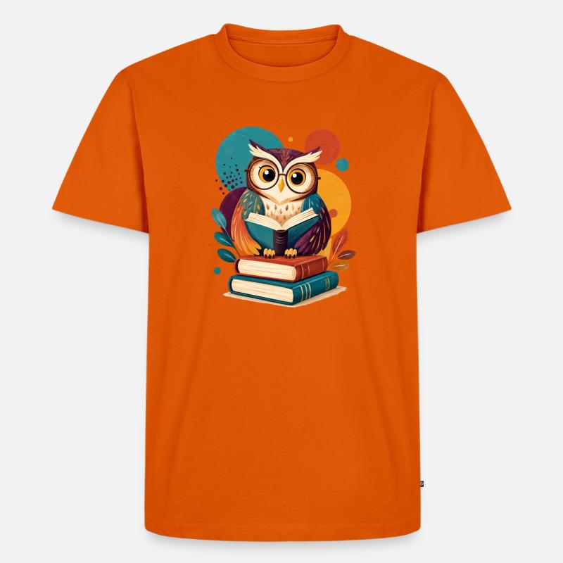 Bunte Leseeule - Männer Premium Bio T-Shirt - Orange 