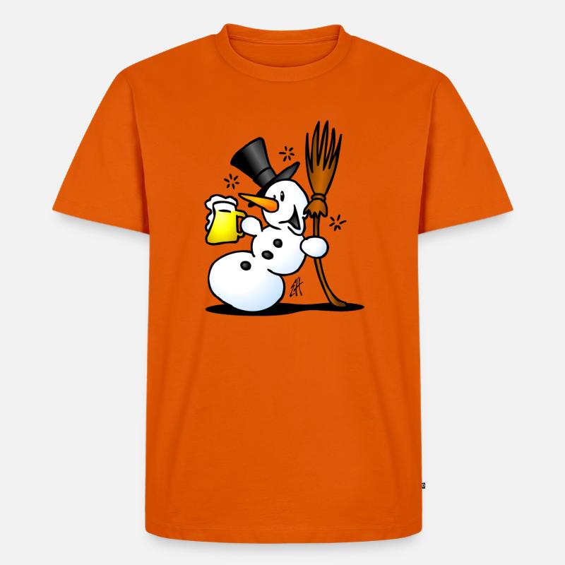 Schneemann mit einem Drink - Männer Premium Bio T-Shirt - Orange