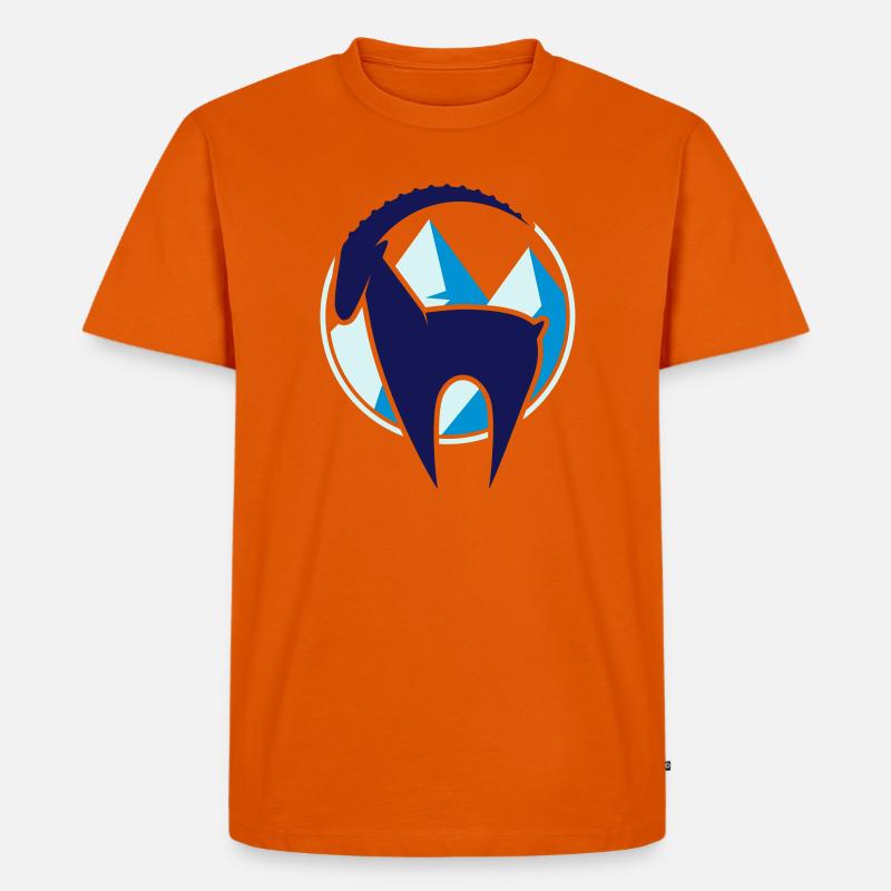Steinbock und Gebirge Button - Männer Premium Bio T-Shirt - Orange 