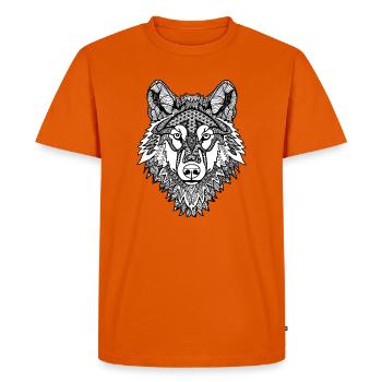 Mandala Loup - T-shirt Premium bio Homme - orange  - Devant - Nico (187cm)