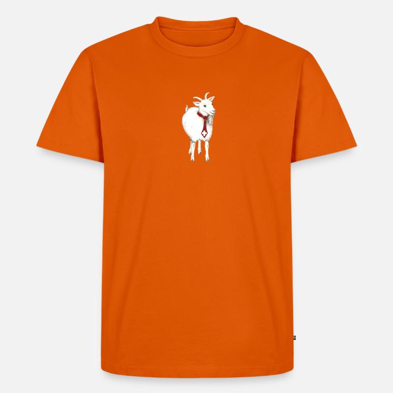 Lustige "Ziege mit schweizer Kravatte" - Männer Premium Bio T-Shirt - Orange 