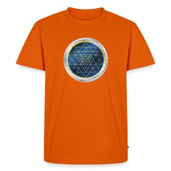 Sri Yantra, Sacred Geometry - Men's Premium Organic T-Shirt - orange  - Front - Nico (187cm)