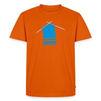 Écharpe en laine colorée avec motif tricot - T-shirt Premium bio Homme - orange  - Devant - Nico (187cm)