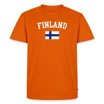 Typographie du drapeau en gras de la Finlande - T-shirt Premium bio Homme - orange  - Devant - Nico (187cm)