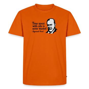 Time spent with cats is never Sigmund Freud - T-shirt Premium bio Homme - orange  - Devant - Nico (187cm)
