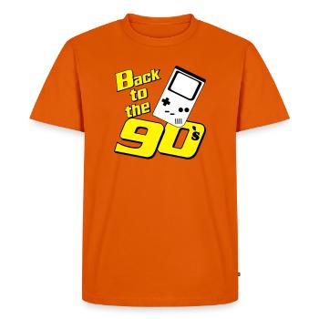 Fête des années 90 , Soirée à thème , Jeux rétro des années 90 (25) - T-shirt Premium bio Homme - orange  - Devant - Nico (187cm)