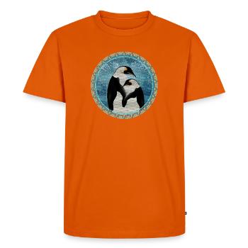 two magical penguins in mosaic style - Men's Premium Organic T-Shirt - orange  - Front - Nico (187cm)