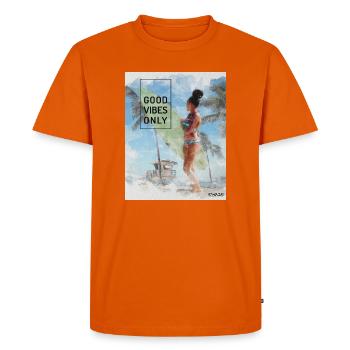 Beach Surfer Girl – Ondes positives - T-shirt Premium bio Homme - orange  - Devant - Nico (187cm)