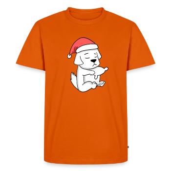 Chien de montagne des Pyrénées Chien de Noël Sommeil Fatigué - T-shirt Premium bio Homme - orange  - Devant - Nico (187cm)