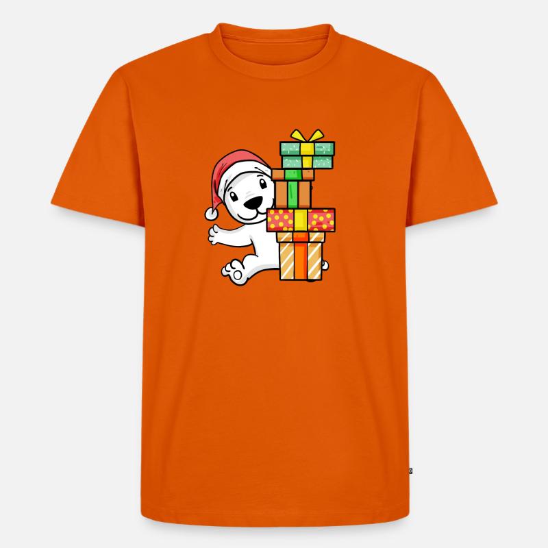 Weihnachten Eisbär mit Geschenke - Männer Premium Bio T-Shirt - Orange 